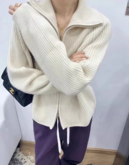 Вязаный кардиган на молнии с лацканами