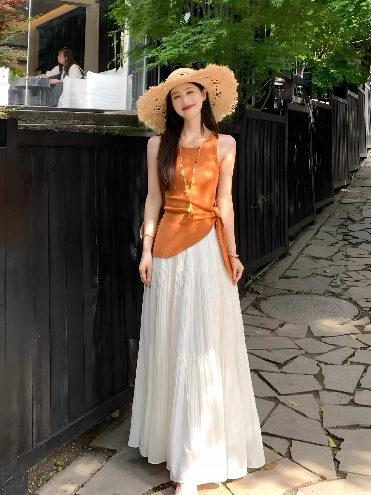 Летний женский комплект майка с юбкой