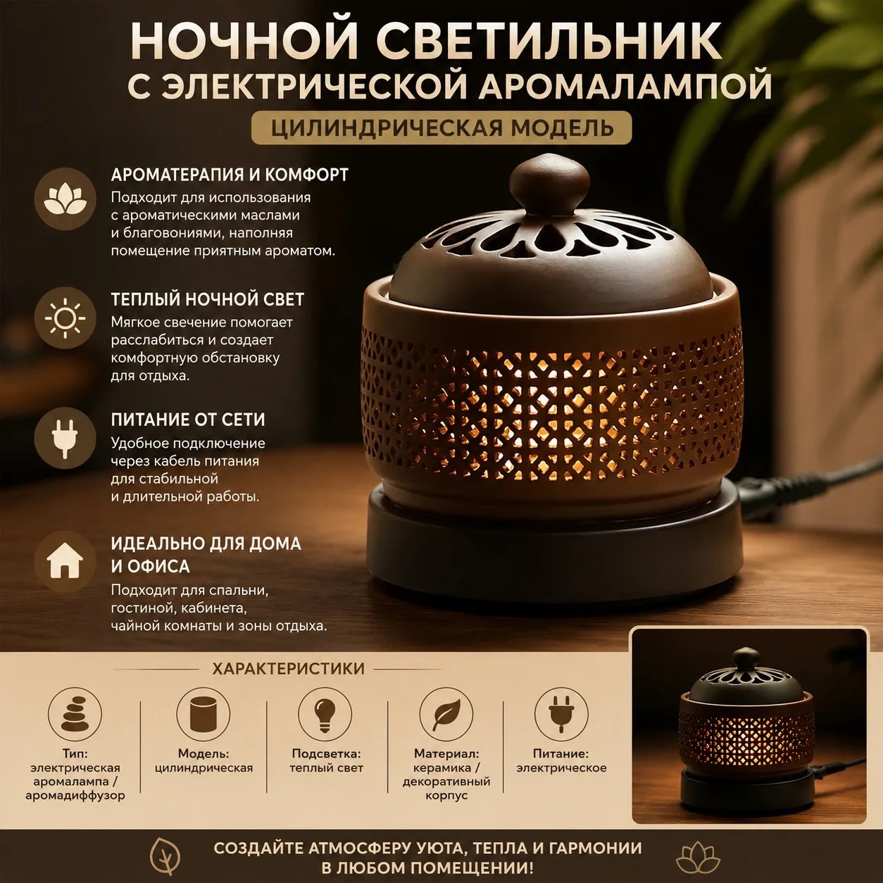 Электрическая аромалампа для благовоний